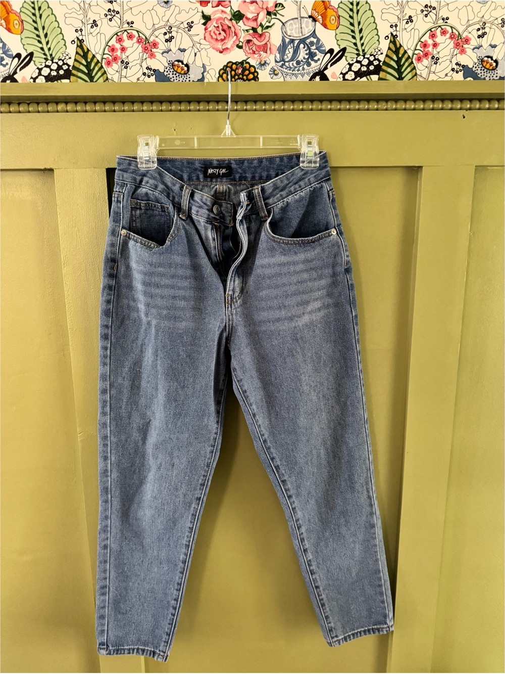 Nasty Gal Light Blue Straight Leg Denim Jeans